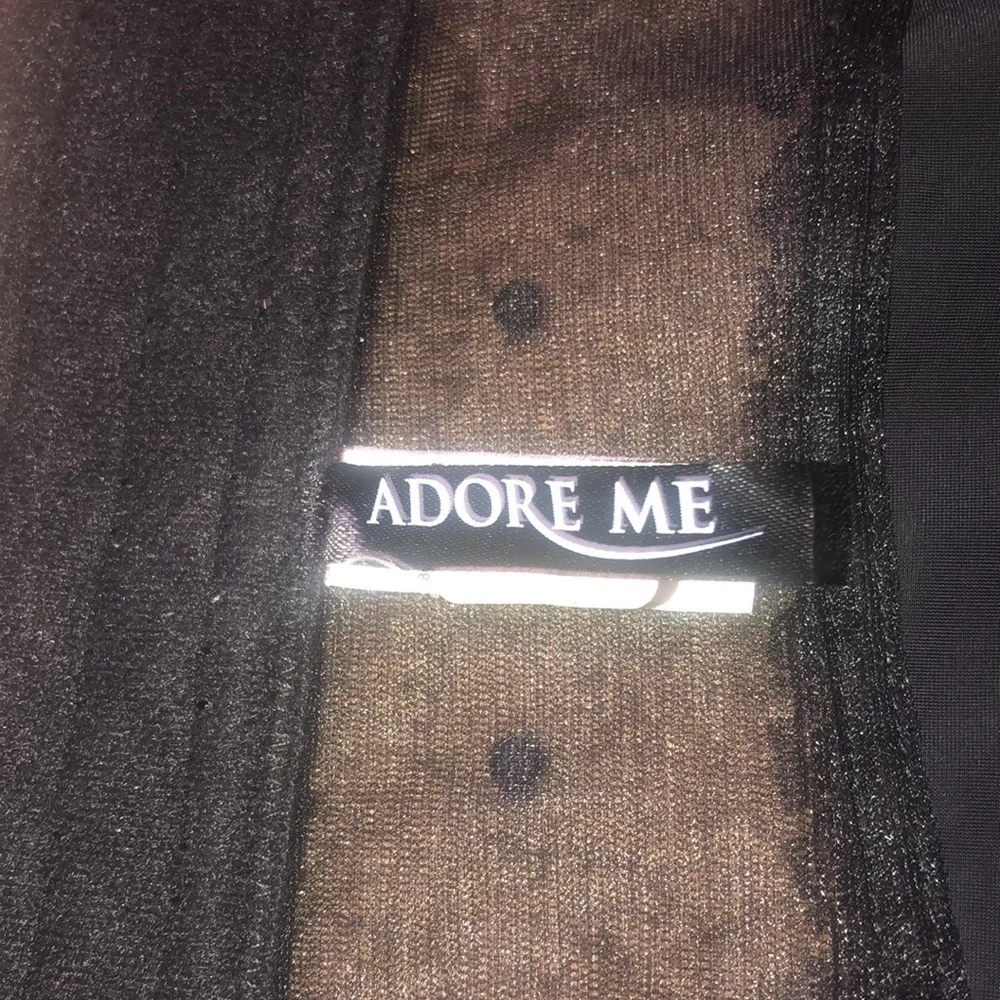 Adore Me Floral Lace Polka Dot Mesh Satin Corset Bustier Black Pink‎ Ribbon 34B